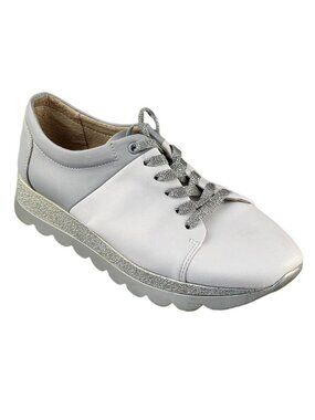 Vitto Rossi Womens White & Gray Leather Sneakers With Glitter Accents Size 40 EU